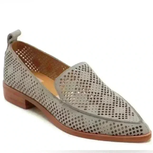 Dolce Vita Kleo Perforated Suede Taupe Loafers size 8 EUC - Picture 1 of 10